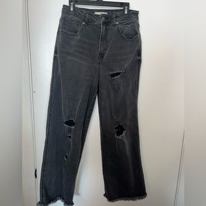 HARPER Heritage Black shredded hole Jeans. Size 29. High Rise Straight